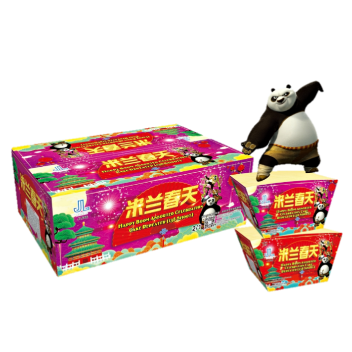 Happy Boom Assorted Celebration Cake Repeater (9”198 Shoot) Pyro 2in1